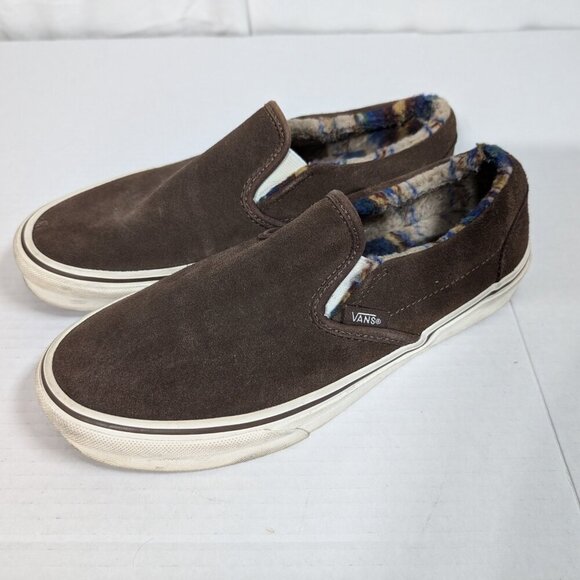 Vans Classic Slip on Sherpa lined shoes size men 7 woman 8.5 Brown main image 7